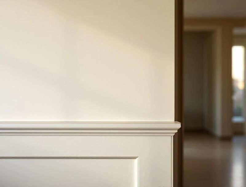 Restored upscale Los Angeles kitchen wall after completed mold remediation showing clean cream drywall ready for paint.